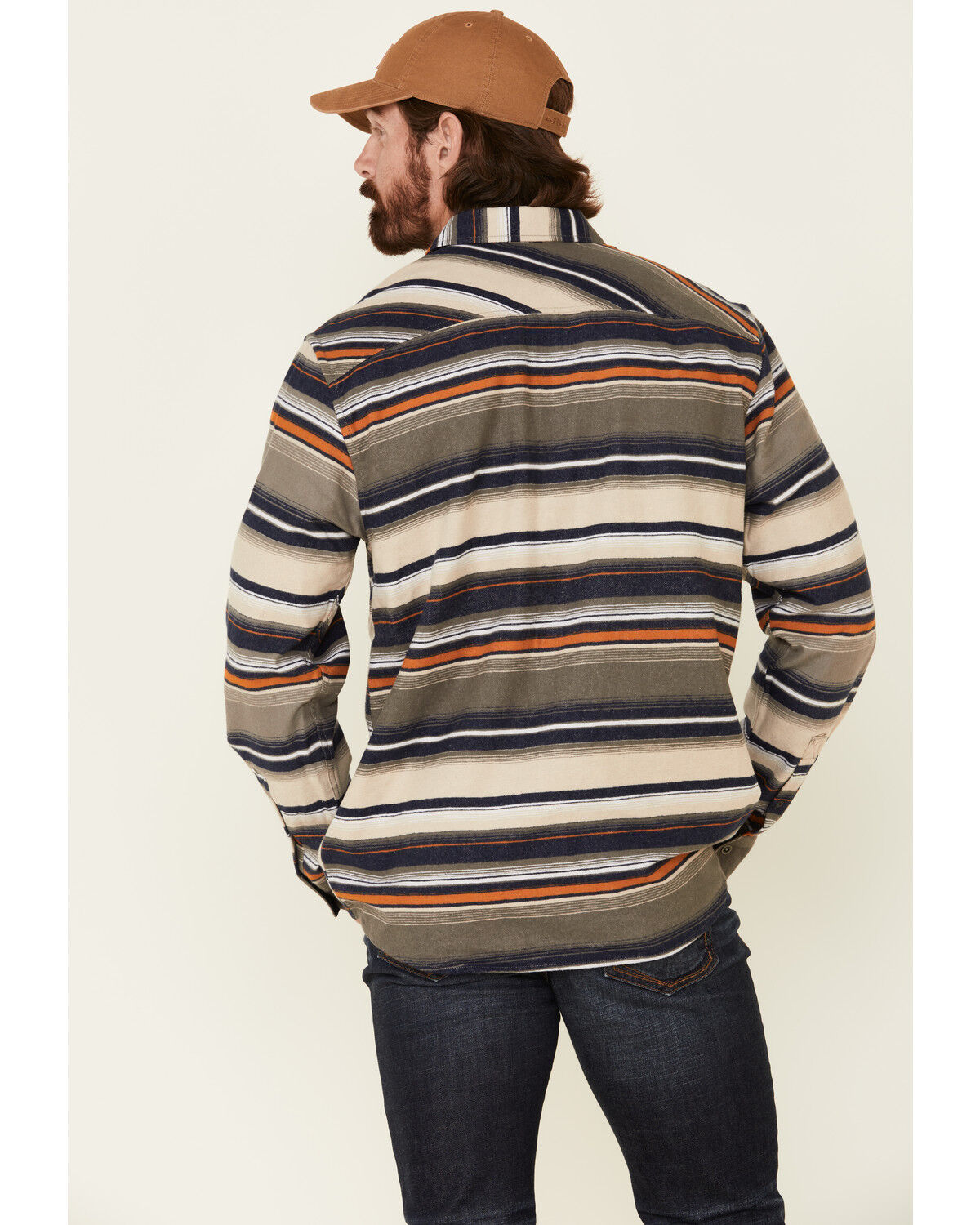 Image #4 - North River Men's Oatmeal Lake Striped Long Sleeve Western Flannel Shirt, Oatmeal, hi-res