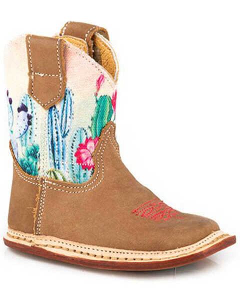Image #1 - Roper Infant Girls' Cacti Western Boots - Broad Square Toe, Tan, hi-res