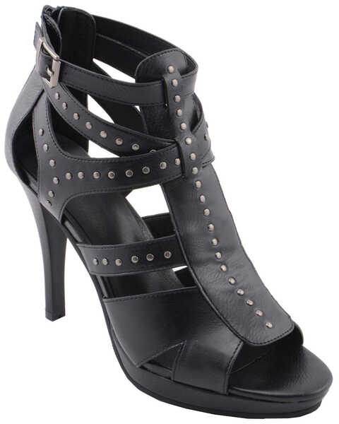 Milwaukee Performance Women's Studded Ankle Strap Sandals, Black, hi-res