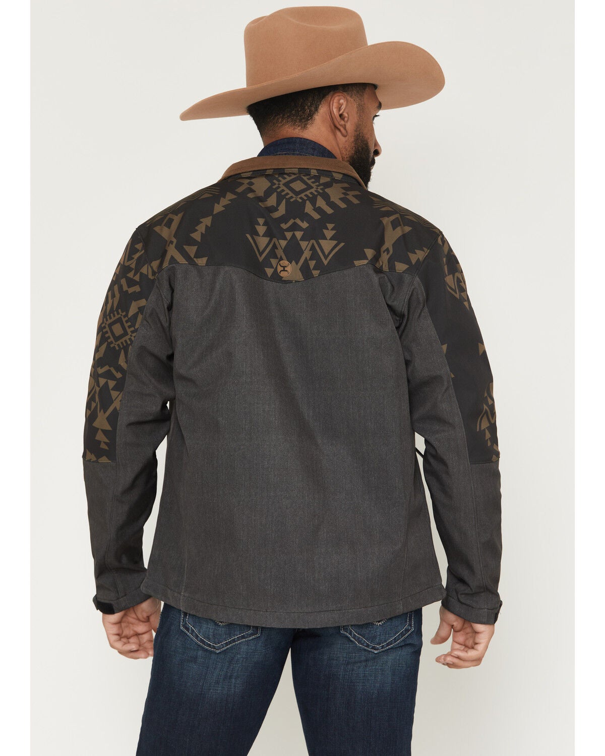 Image #4 - Hooey Men's Jackson Hole Southwestern Color Blocked Softshell Jacket, Dark Brown, hi-res