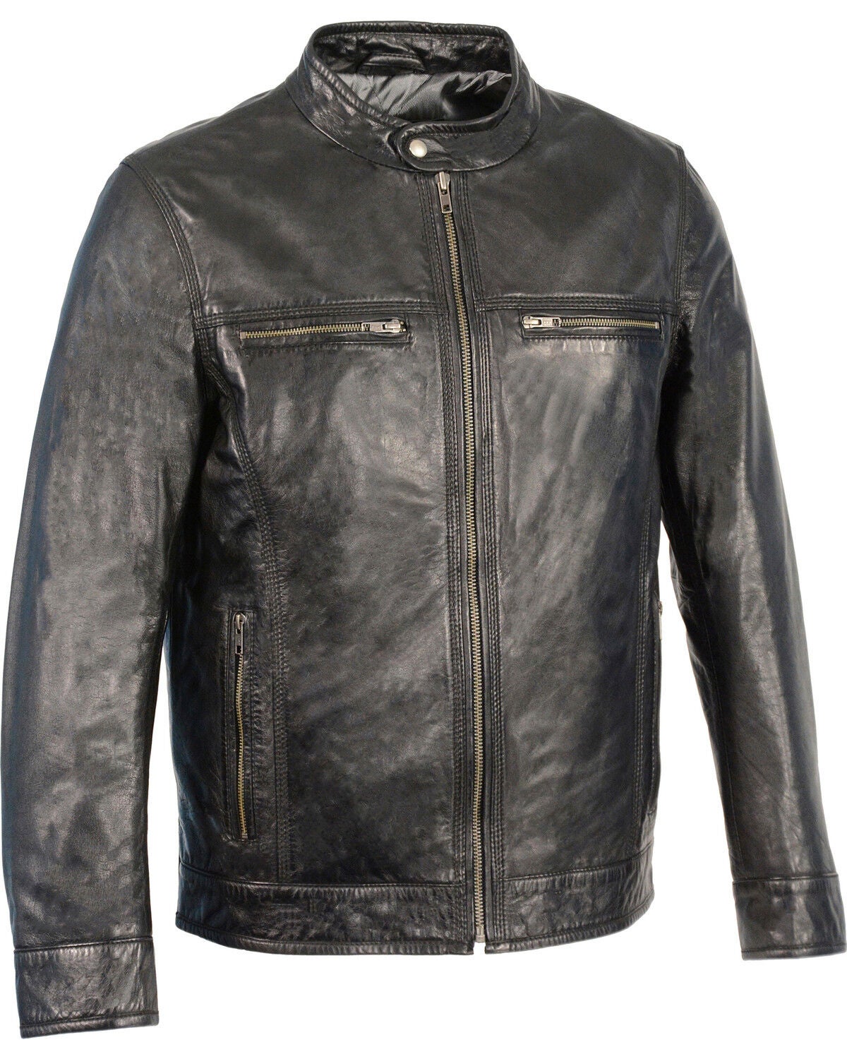Milwaukee Leather Men's Zip Front Classic Moto Leather Jacket - 5X, Black, hi-res