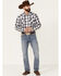 Image #2 - Rodeo Clothing Men's Back & White Large Dobby Plaid Long Sleeve Snap Western Shirt , Grey, hi-res