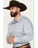 Image #2 - Rock & Roll Denim Men's Paisley Pinstriped Print Long Sleeve Snap Stretch Western Shirt, Blue, hi-res