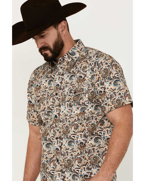 Image #2 - Moonshine Spirit Men's Sicilly Paisley Print Short Sleeve Snap Western Shirt , Multi, hi-res