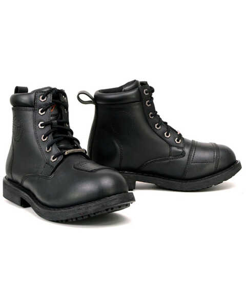 Image #1 - Milwaukee Leather Women's Shift Changer Lace-Up Motorcycle Boots - Round Toe , Black, hi-res