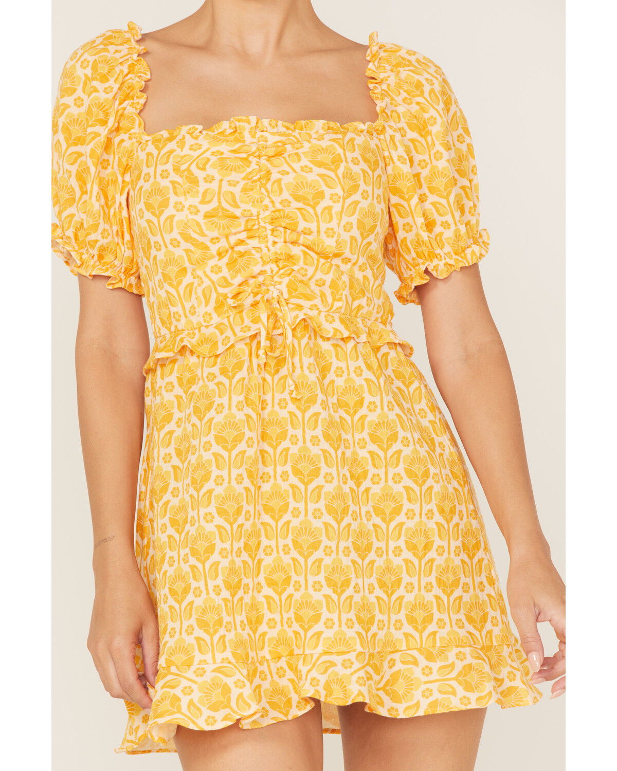 Image #3 - Show Me Your Mumu Women's Sophie Floral Print Mini Dress, Mustard, hi-res