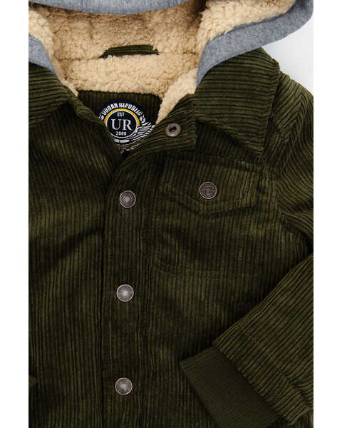 Image #2 - Urban Republic Toddler Boys' Corduroy Sherpa Lined Hooded Jacket, Olive, hi-res
