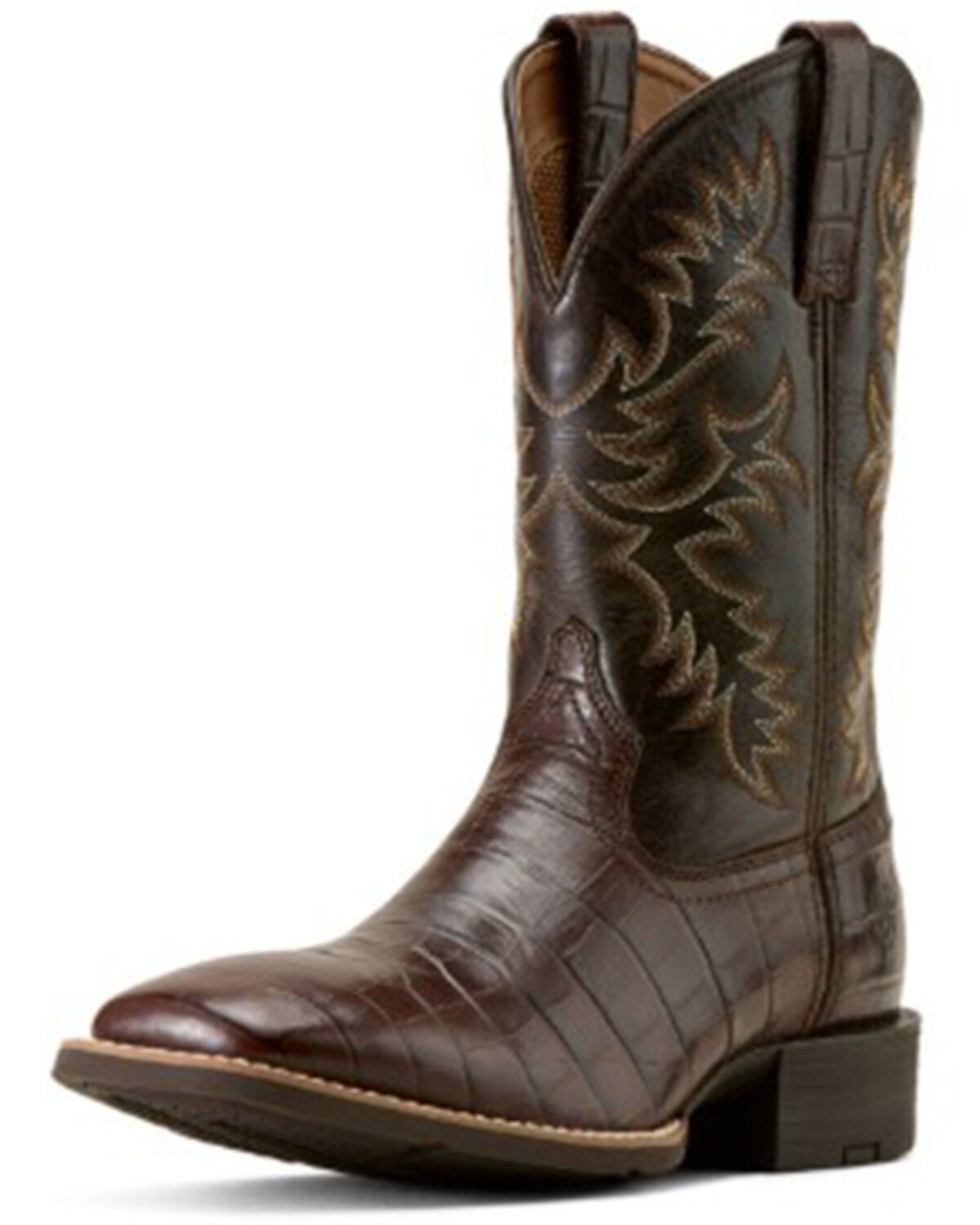 Image #2 - Ariat Men's Sport Crocodile Print Performance Western Boots - Broad Square Toe, Chocolate, hi-res