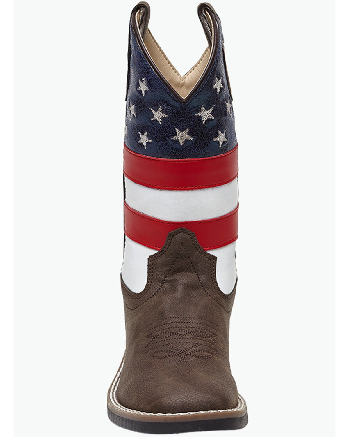Image #4 - Old West Little Boys' Americana Western Boots - Broad Square Toe, Red/white/blue, hi-res