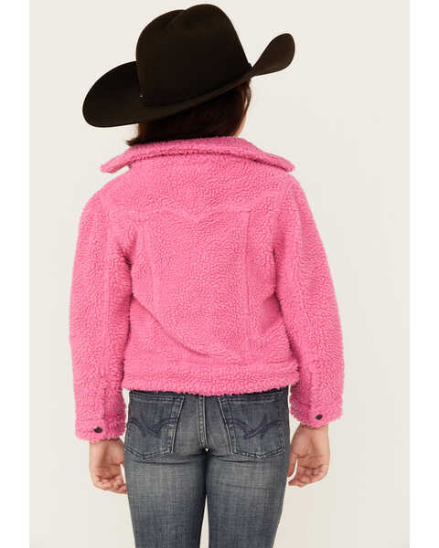 Image #4 - Wrangler Girls' Sherpa Snap Jacket , Pink, hi-res