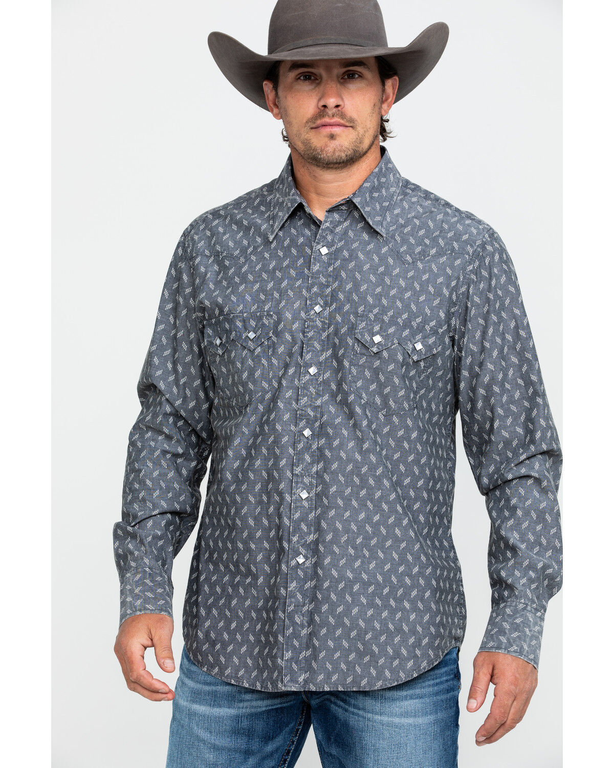 Image #5 - Rock & Roll Denim Men's Chambray Print Long Sleeve Western Shirt , , hi-res