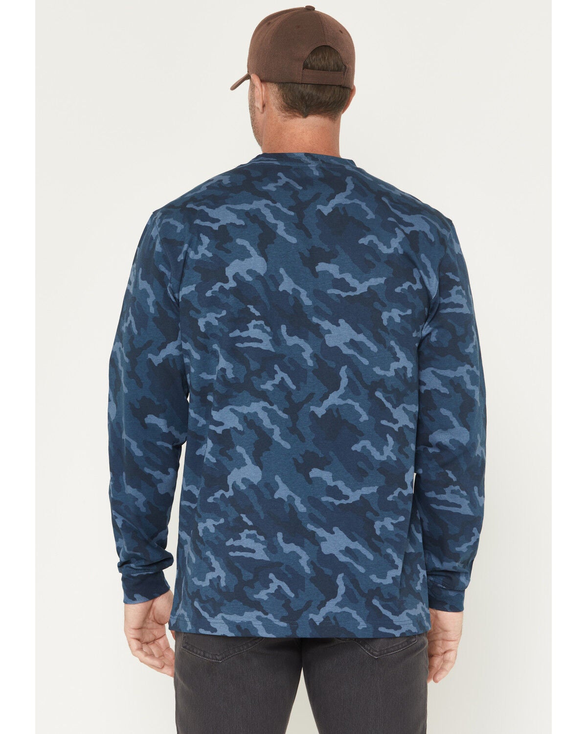 Image #4 - Hawx Men's Forge Camo Print Long Sleeve Work T-Shirt, Navy, hi-res