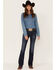 Image #1 - Wrangler Retro Women's Dark Wash Mid Rise Mae Alexis Stretch Bootcut Jeans, Blue, hi-res