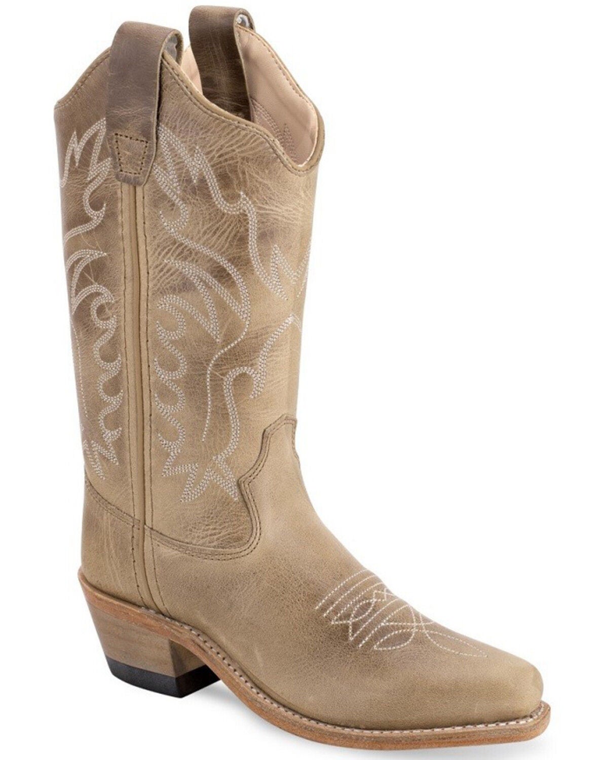 Old West Girls' Western Boots - Square Toe, Ivory, hi-res