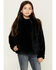 Image #1 - Urban Republic Girls' Faux Fur Moto Jacket, Black, hi-res