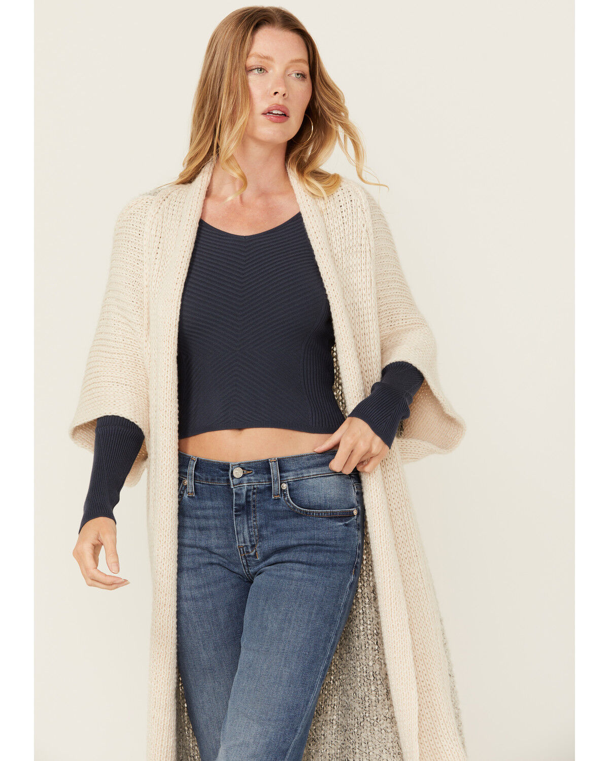 Image #2 - Revel Women's Color Block Shawl, Cream, hi-res
