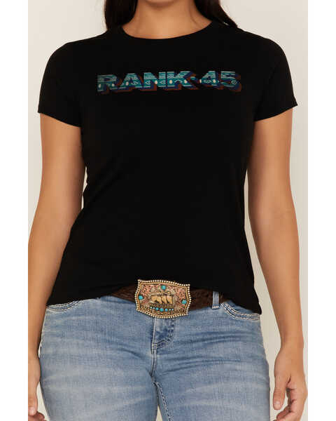 RANK 45 Women's Southwestern Serape Logo Graphic Tee, Black, hi-res