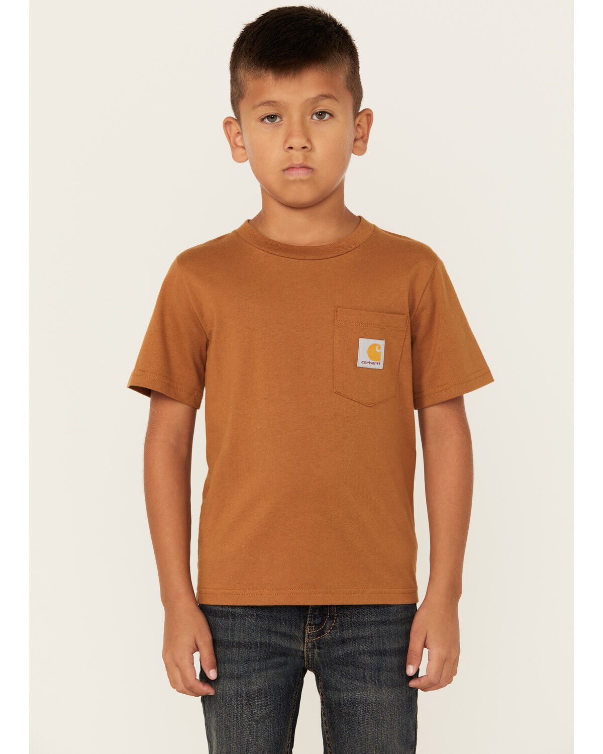 Image #1 - Carhartt Little Boys' Logo Short Sleeve Pocket T-Shirt, Medium Brown, hi-res