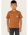 Image #1 - Carhartt Little Boys' Logo Short Sleeve Pocket T-Shirt , Medium Brown, hi-res