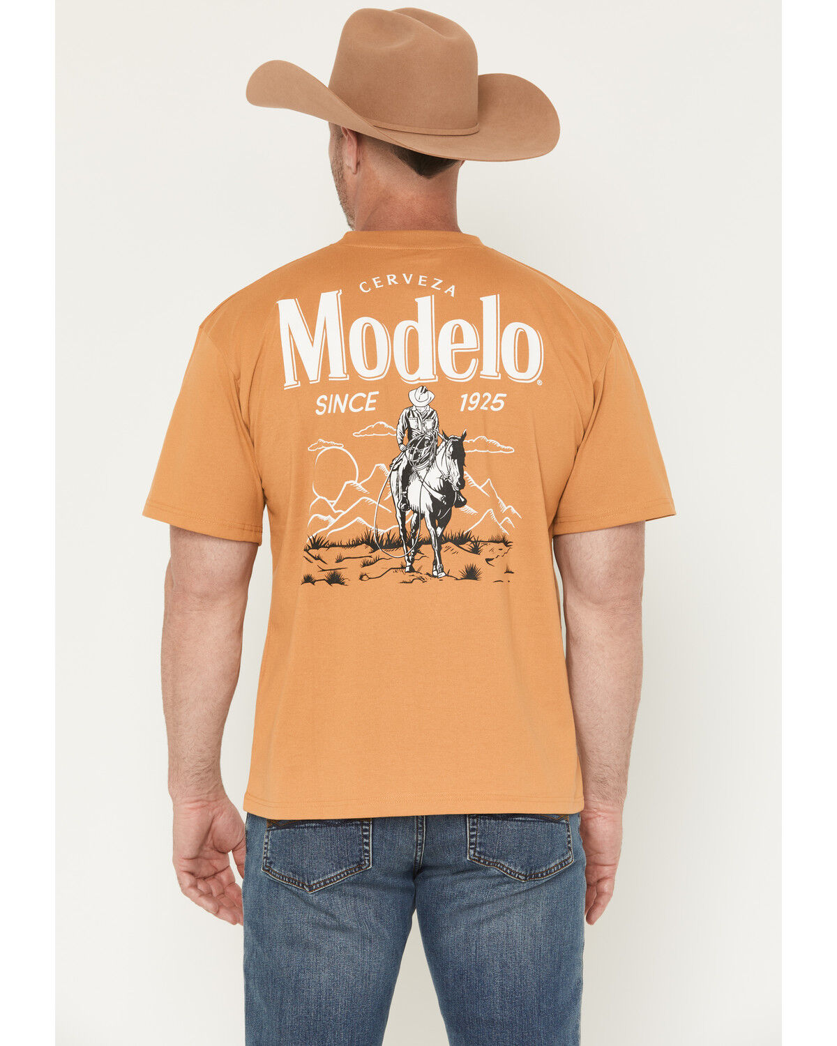 Image #1 - Modelo Men's Cowboy Desert Short Sleeve Graphic T-Shirt, Wheat, hi-res