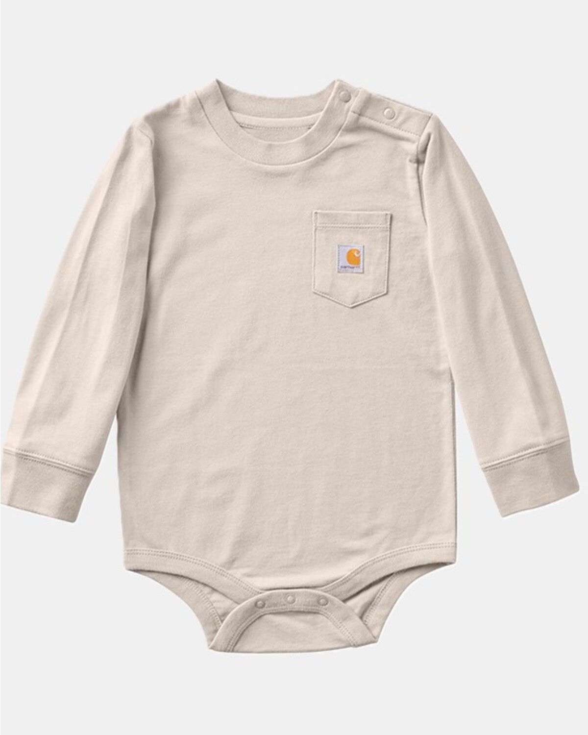 Image #1 - Carhartt Infant Boys' Solid Long Sleeve Pocket Onesie, Cream, hi-res