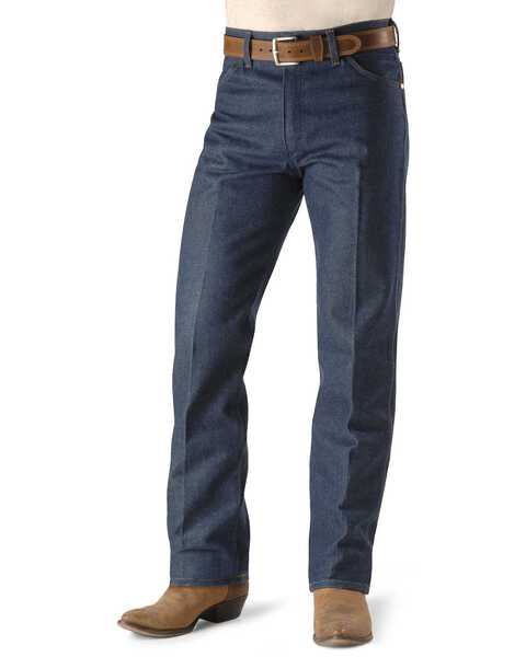 Image #2 - Wrangler Men's 13MWZ Dark Wash High Rise Rigid Cowboy Cut Straight Jeans, Indigo, hi-res