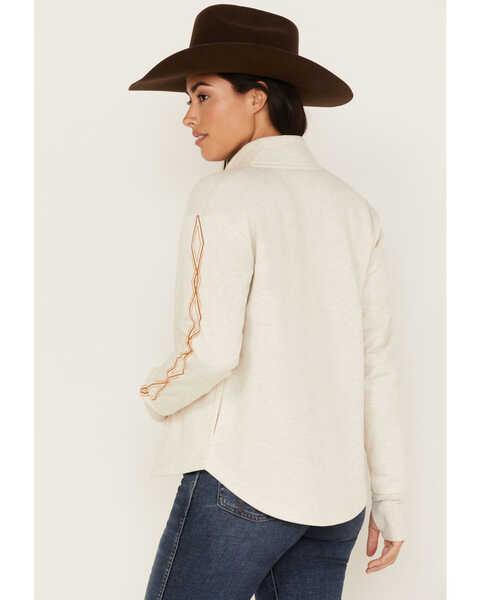 Image #4 - RANK 45® Women's Logo Fleece Performance Zip-Up Pullover, Ivory, hi-res