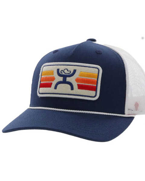 Hooey Men's Sunset Logo Mesh Back Trucker Cap, Navy, hi-res