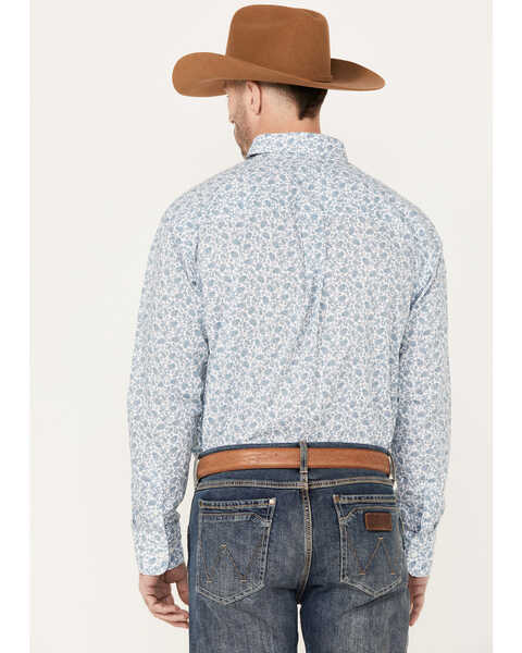 Image #4 - Wrangler Men's Paisley Print Long Sleeve Button-Down Western Shirt - Big , Teal, hi-res