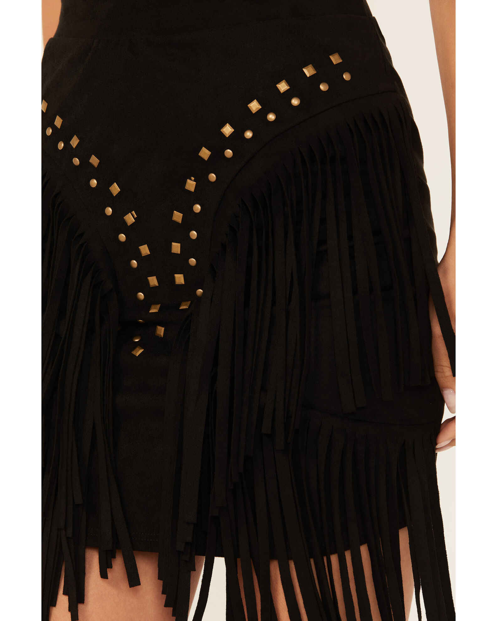 Revolve black fringe skirt cheap