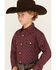 Image #2 - Panhandle Boys' Geo Print Long Sleeve Pearl Snap Western Shirt, Burgundy, hi-res