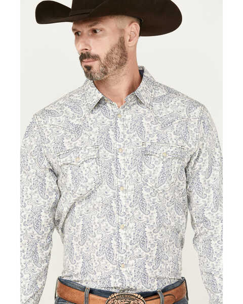 Image #2 - Cody James Men's Dagget Paisley Print Long Sleeve Snap Western Shirt, White, hi-res