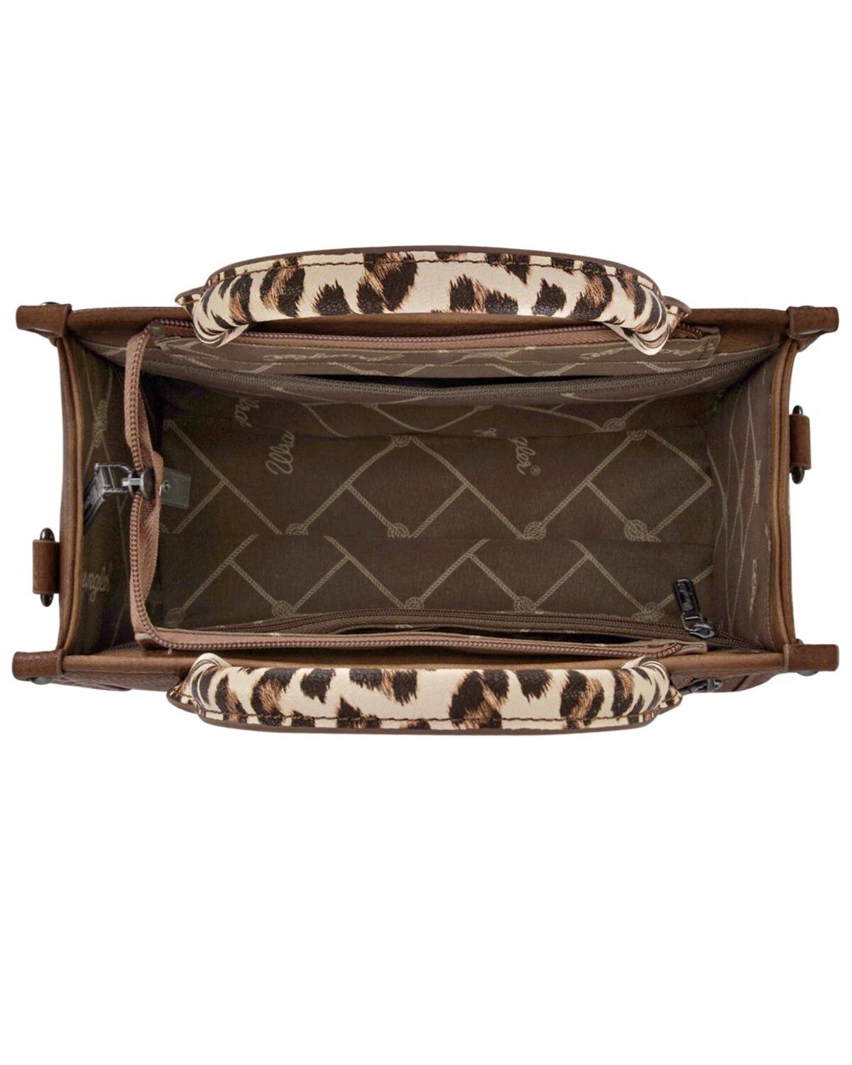 Image #4 - Wrangler Women's Leopard Print Concealed Carry Crossbody Bag, Brown, hi-res