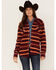 Image #1 - Cinch Women's Serape Stripe Fleece Western Snap Shacket, Red, hi-res