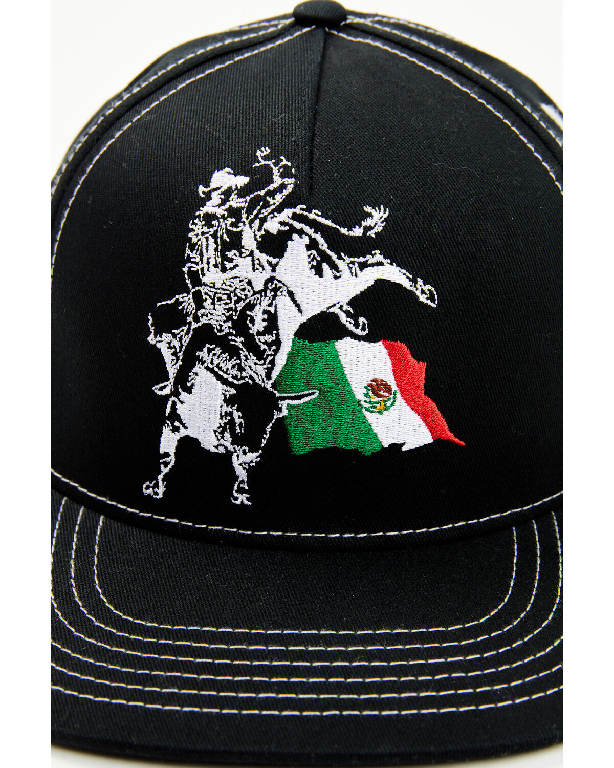 Image #3 - Cowboy Hardware Men's Mexico Flag Bull Rider Ball Cap, Black, hi-res