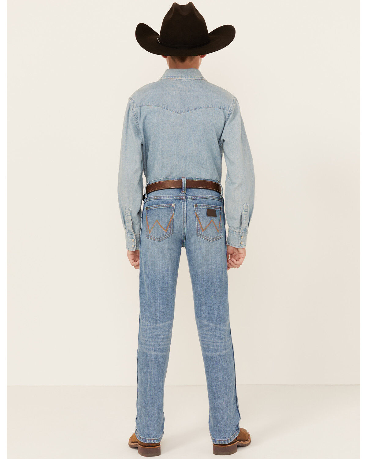 Image #3 - Wrangler Retro Boys' Applewood Medium Wash Slim Straight Stretch Denim Jeans, Medium Wash, hi-res