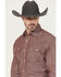 Image #2 - Wrangler X Cody Johnson Men's Textured Solid Long Sleeve Pearl Snap Western Shirt, Burgundy, hi-res