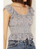 Rock & Roll Denim Women's Floral Flutter Sleeveless Top, Steel Blue, hi-res