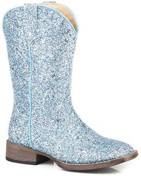 Image #1 - Roper Toddler Girls' Glitter Galore Western Boots - Square Toe, Blue, hi-res