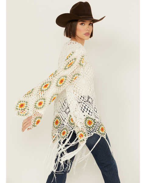 Image #4 - Miss Me Women's Crochet Kimono , Cream, hi-res