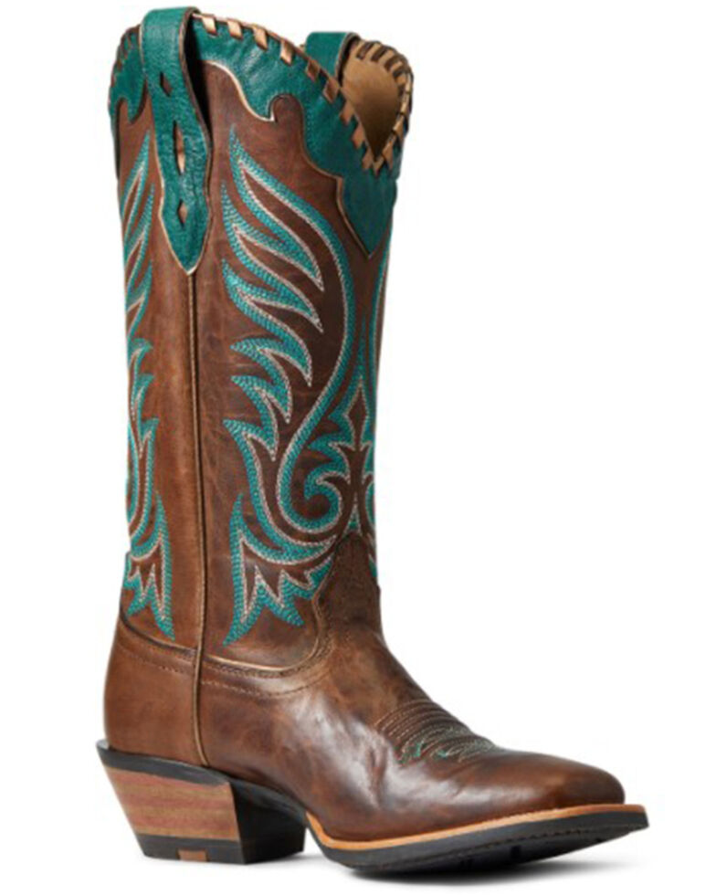 Ariat Women's Weathered Tan Crossfire Picante Full-Grain Leather Performance Western Boot - Wide Square Toe , Brown, hi-res