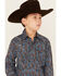 Image #2 - Roper Boys' Paisley Print Long Sleeve Pearl Snap Western Shirt, Blue, hi-res