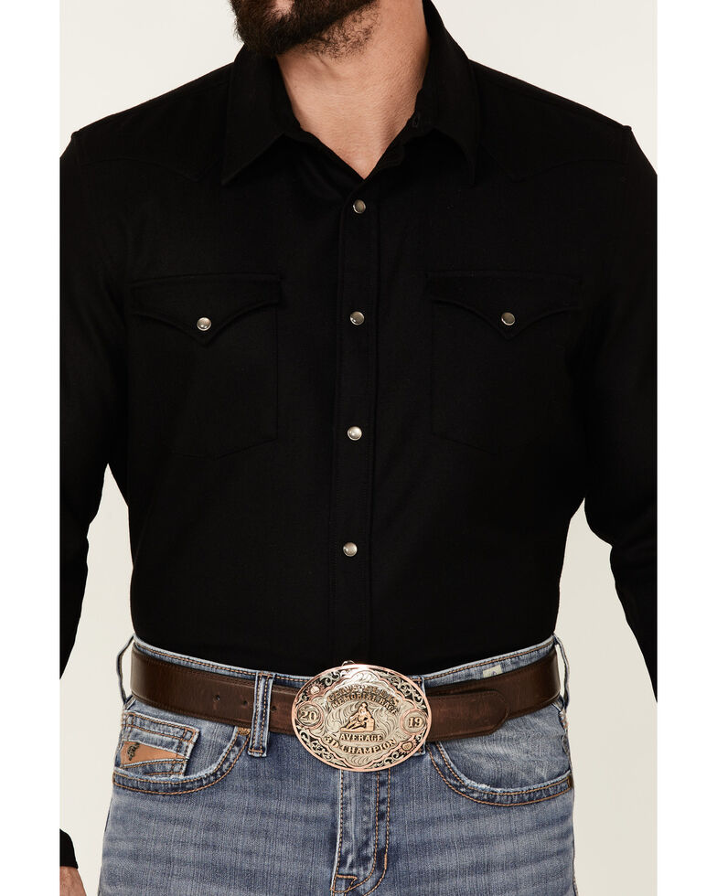 Pendleton Men's Solid Black Canyon Long Sleeve Snap Western Flannel Shirt - Tall , Black, hi-res