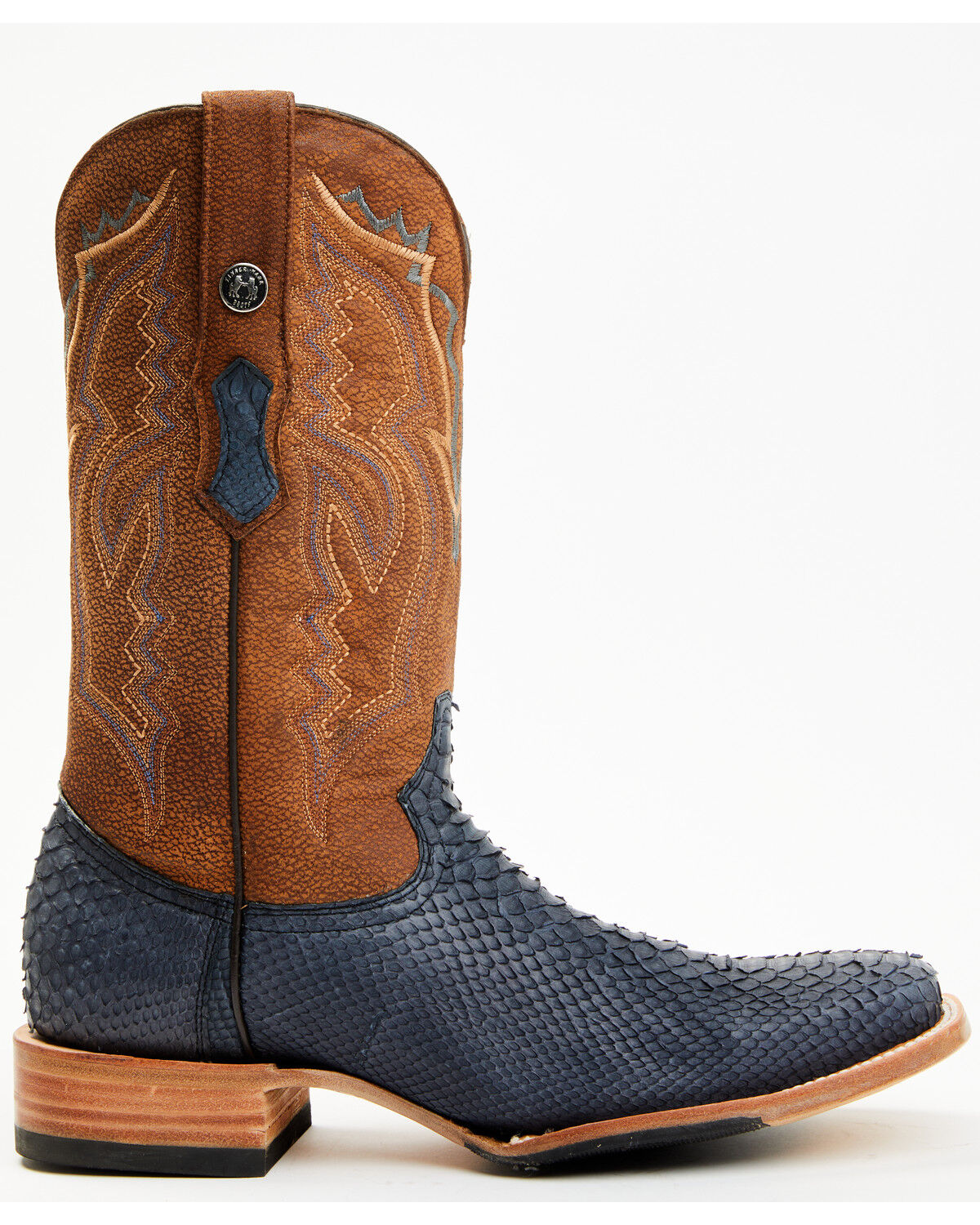 Image #2 - Tanner Mark Men's Exotic Python Western Boots - Broad Square Toe, Blue, hi-res