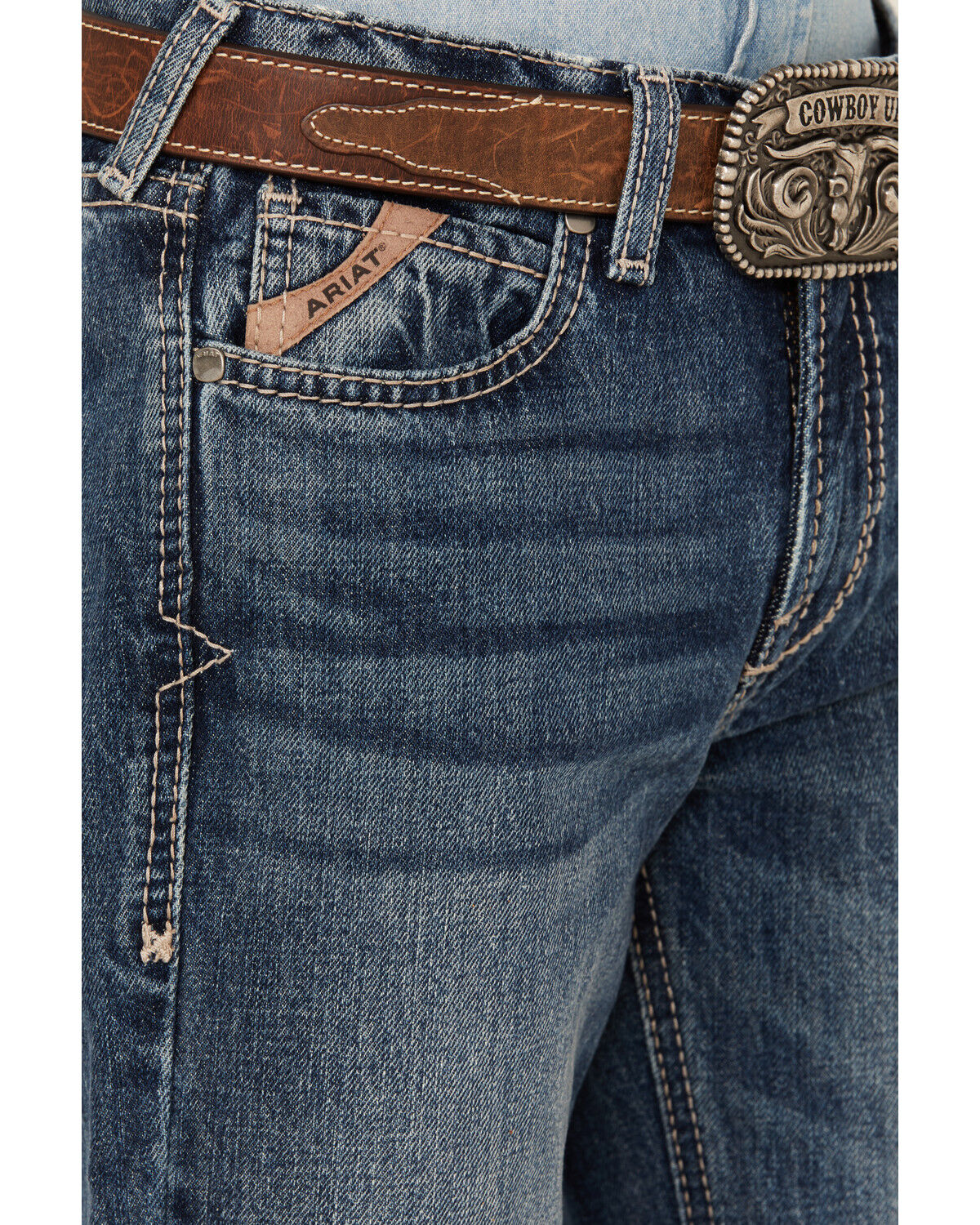 Image #2 - Ariat Boys' Medium Wash B4 Relaxed Bootcut Denim Jeans, Medium Wash, hi-res