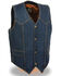 Image #1 - Milwaukee Leather Men's 3X Classic Snap Front Denim Biker Vest, Blue, hi-res