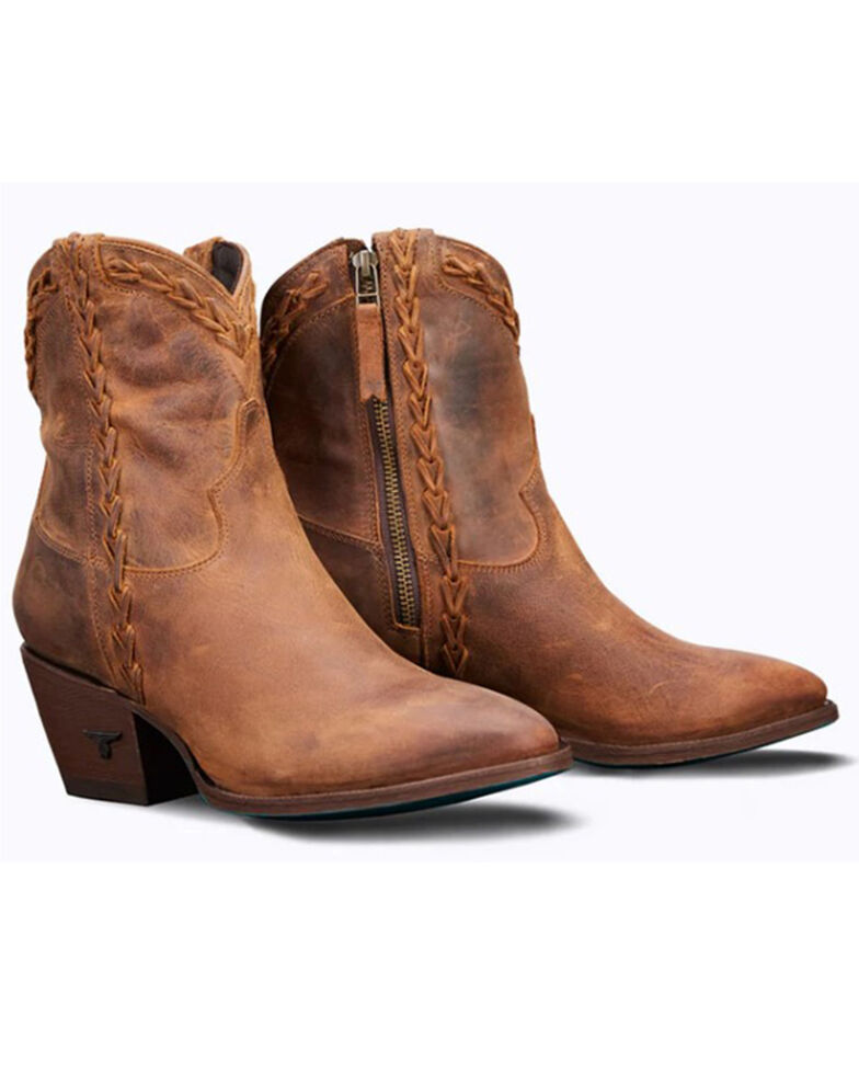 Lane Women's Everyday Emma Western Booties - Almond Toe, Caramel, hi-res