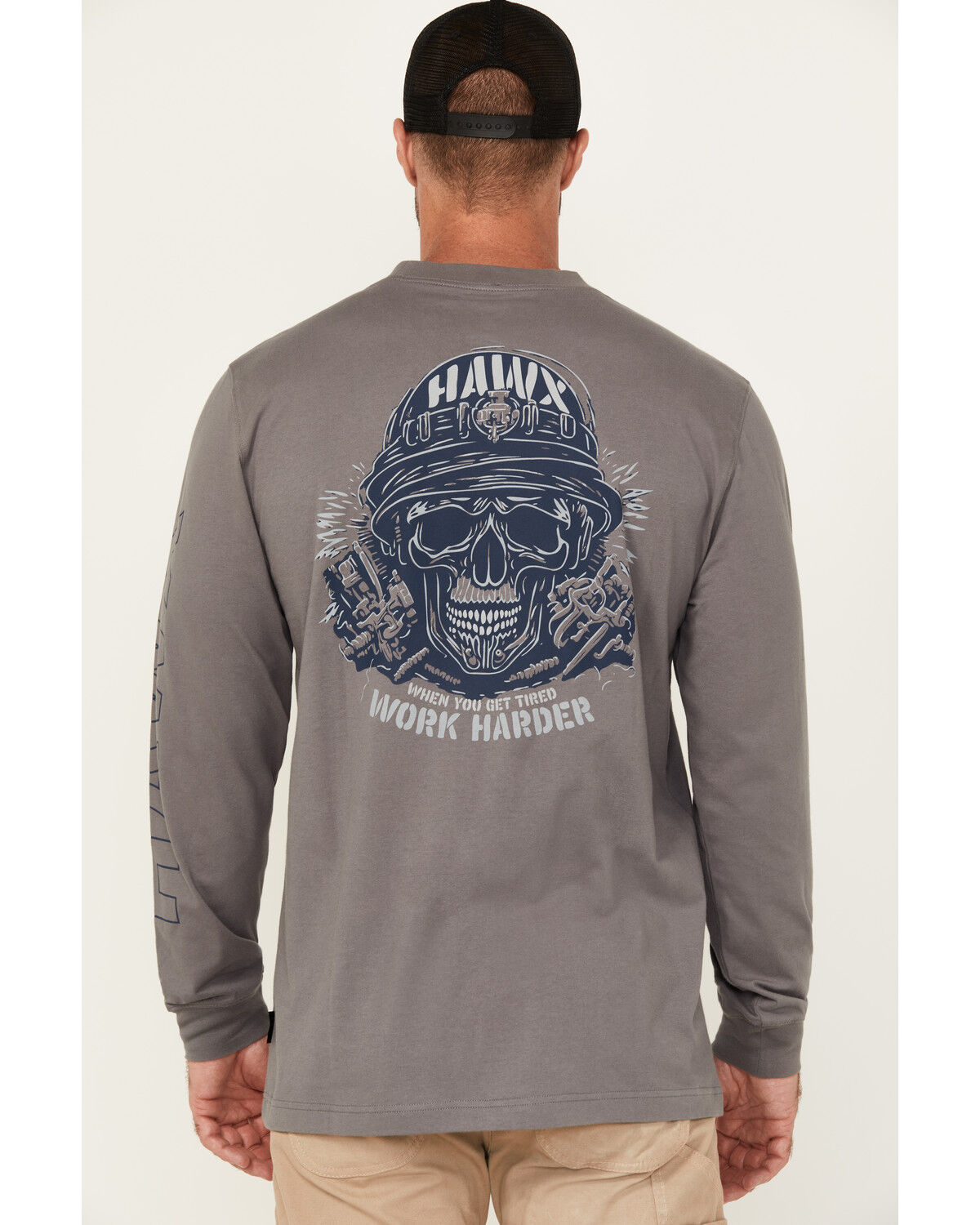 Image #1 - Hawx Men's Roughneck Long Sleeve Graphic Work T-Shirt, Medium Grey, hi-res