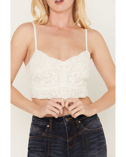 Image #3 - Shyanne Women's Mesh Embroidered Bandeau Tank Top, Cream, hi-res