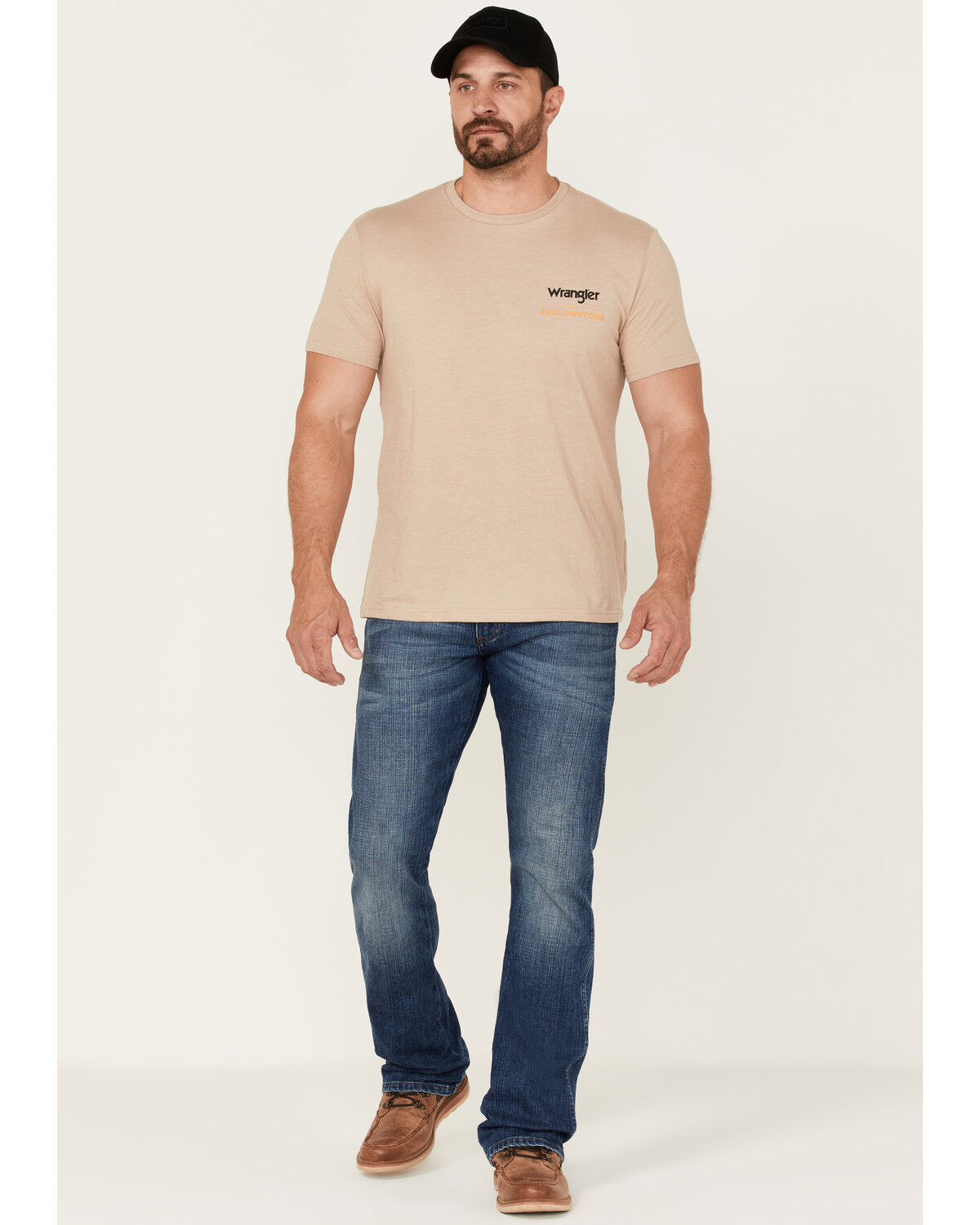 Image #2 - Wrangler Men's Heathered Yellowstone Dutton Ranch Logo Graphic T-Shirt, Tan, hi-res